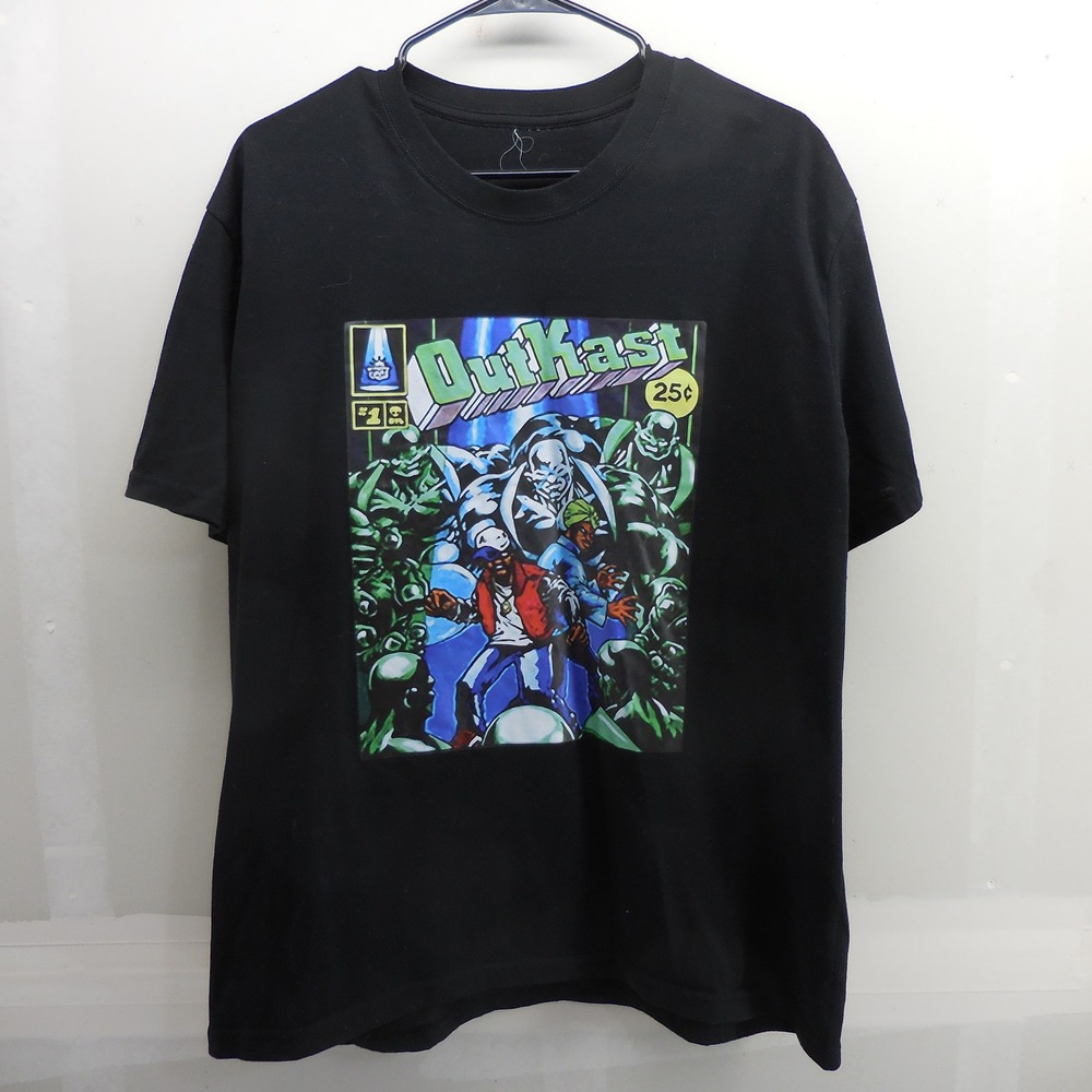 OutKast ATLiens Comic Book Graphic T-Shirt Mens Black Hip Hop Tee XL Y2K